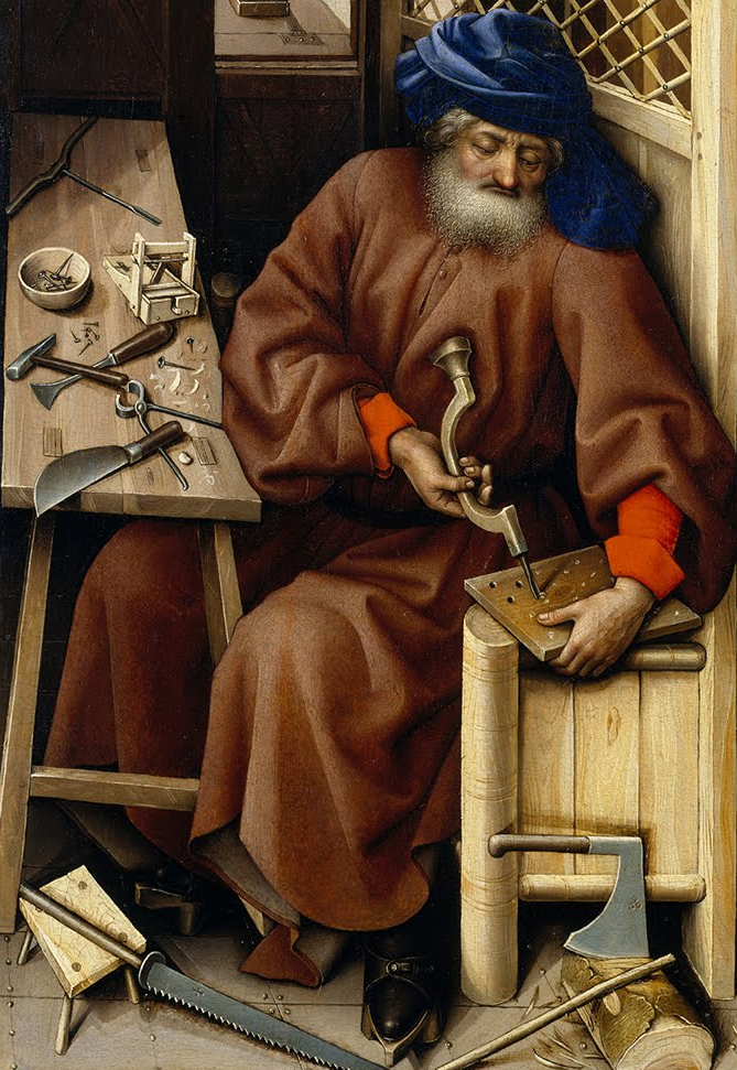 Josef als Zimmermann; Ausschnitt aus dem Mérode-Triptychon