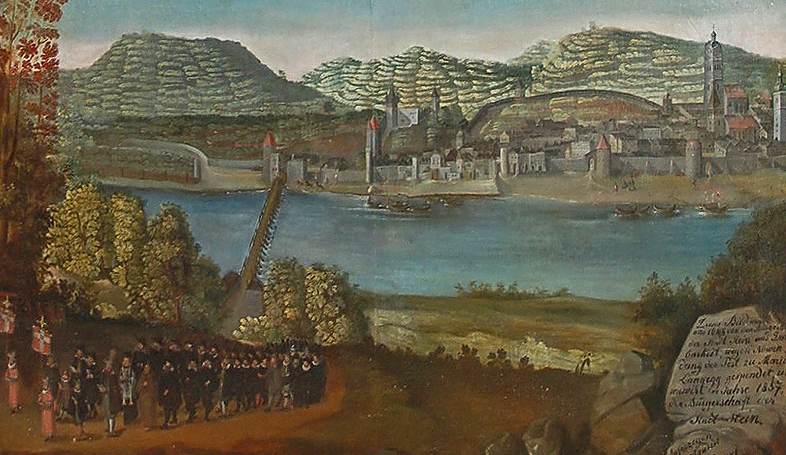 Verlöbnisbild der Stadtgemeinde Stein an der Donau an Maria Langegg, 1632. Schatzkammer Maria Langegg, Foto: Barbara Taubinger (Museum am Dom St. Pölten)
