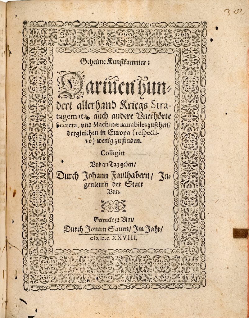 Abb. 10: Johannes Faulhaber, Geheime Kunstkammer, Titelblatt, 1628.
