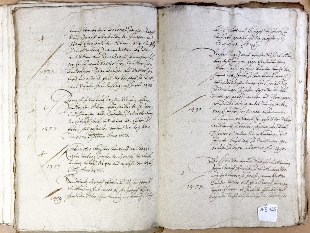 Abb. 7: Verzeichnis der Akten und Schriften des Grafen von Sulz, Haus- Hof und Staatsarchiv Wien, AB 122, fol. 6r.