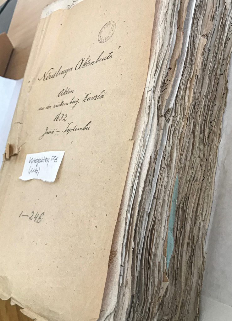 Abb. 9: Ein Konvolut aus der „Nördlinger Aktenbeute“, Haus- Hof und Staatsarchiv Wien, Kriegsakten 76.