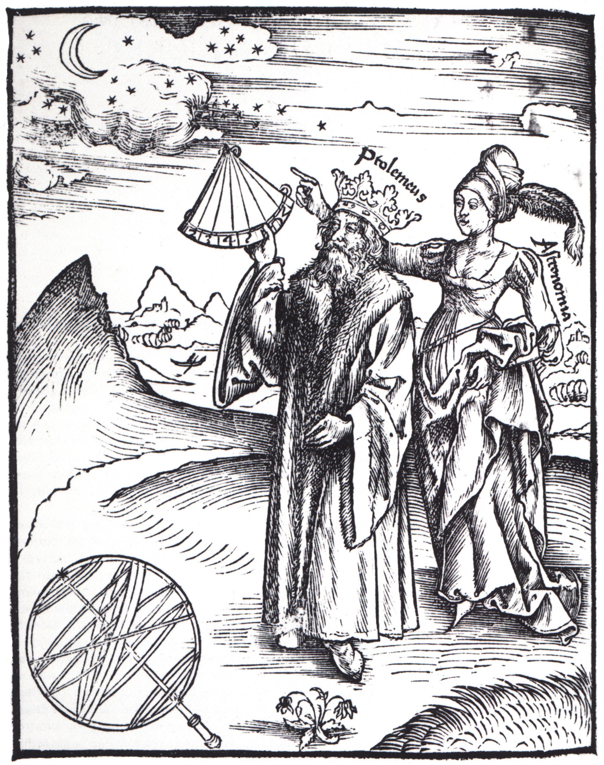 Claudius Ptolemäus mit Quadrantem und der allegorischen Astronomie